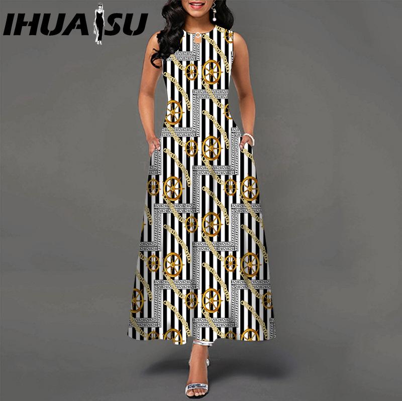 IHUASU 48 цветов, новое женское свободное винтажное платье с цветочным принтом и оборками, платье Befree, большие летние топы для вечеринок, элегантные макси-платья