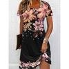 Women'S Floral Print 3D Graphic T-Shirt Dress, Elegant Crew Neck Short Sleeve Skirt