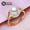 Natural Freshwater Pearl Rings For Women Fashion Female Cubic Zirconia CZ Ring Pearl Jewelry Adjustable Ring