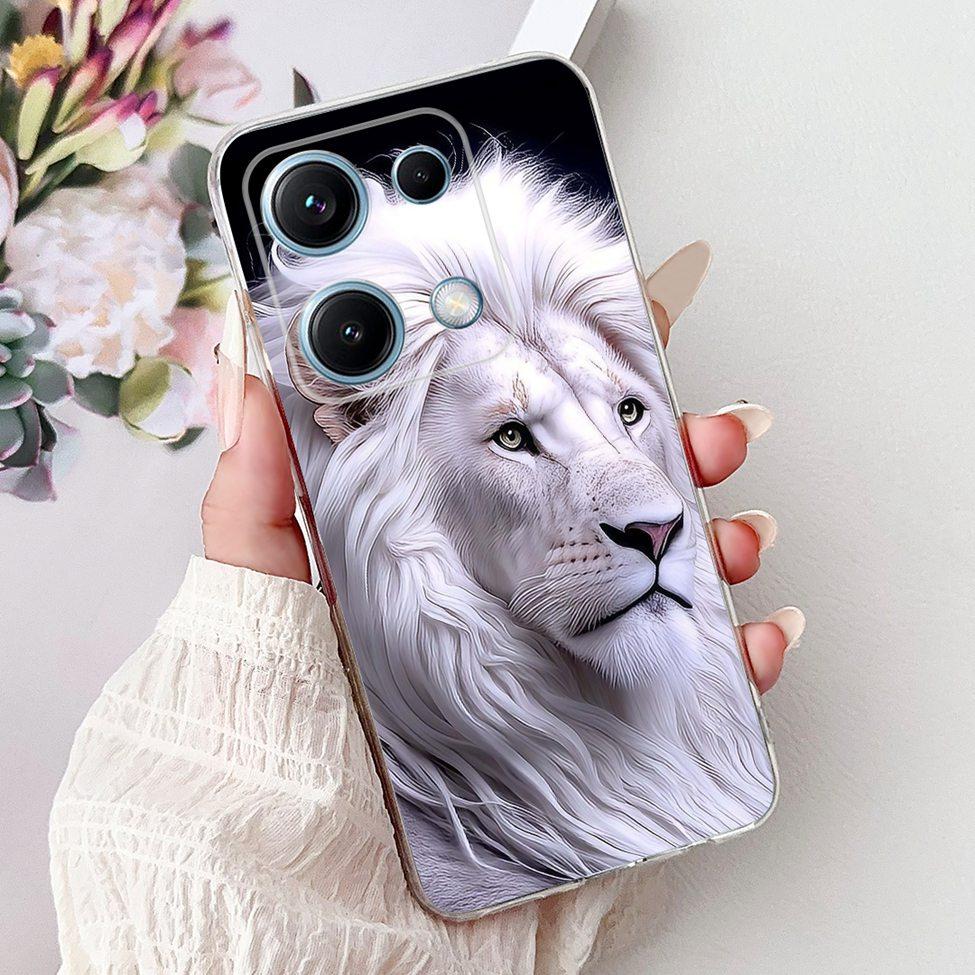 Clear For Redmi Note 14S 4G Case Cover Luxury Butterfly Love Fashion Flowers Cool Lion Cute Painted Soft Casing