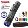Tactical Flashlight Green Red Powerful LED Flashlight Five Colors Bright Spotlight Long Range Zoomable Emergency Torch Outdoor