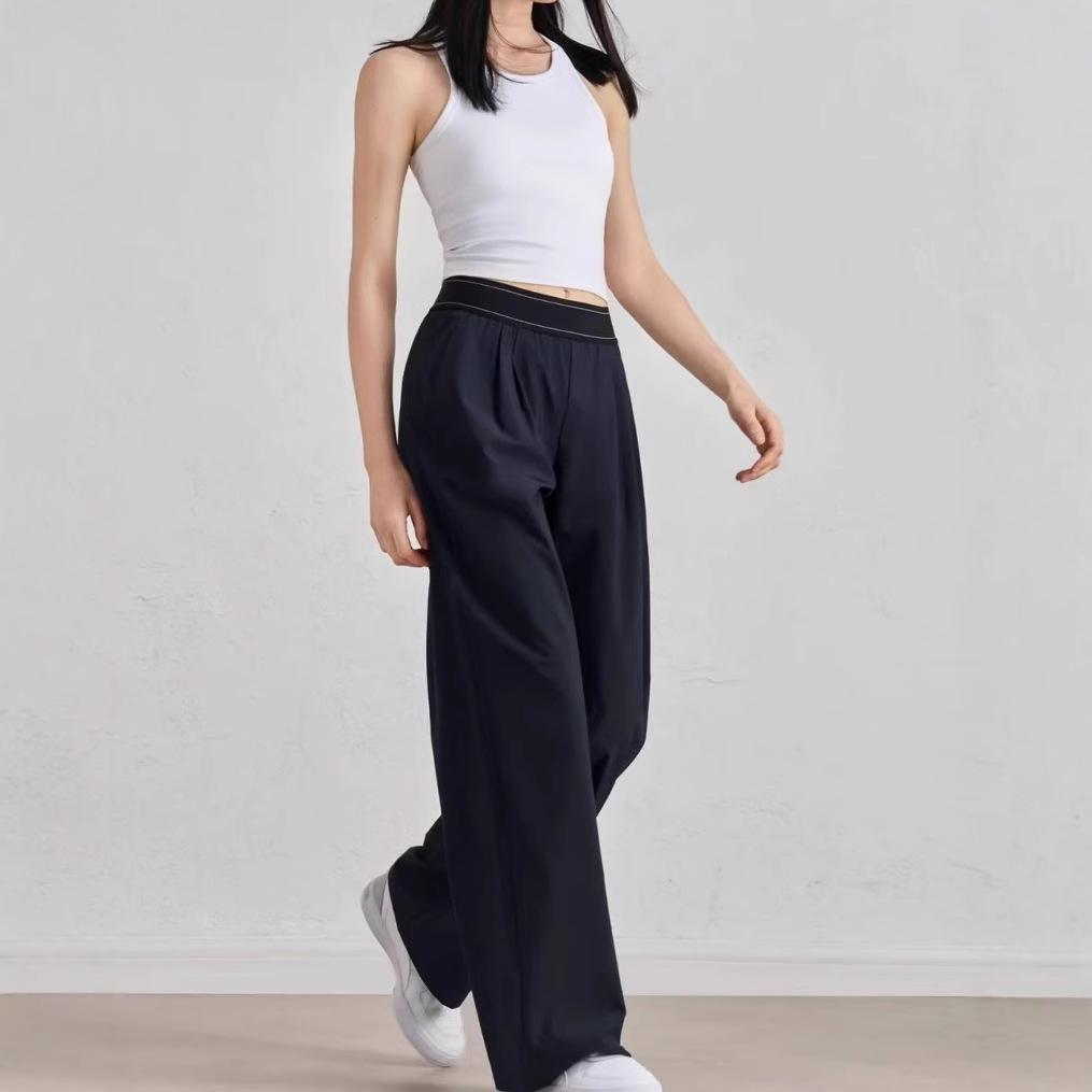 Женские спортивные брюки с высокой талией и широкими штанинами - Повседневные, для улицы, в западном стиле
