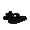 Spot Velvet Thick Bottom Flat Bottom One Word Large Size Fairy Fluffy Slippers Outer Wear Female Spring and Autumn 2025 New Models