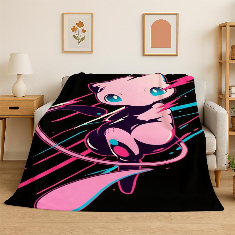 Cute Pokemon Pikachu Cartoon Flannel Blanket Soft Warm Throw Blanket for Bedroom Living Room Bed Travel Camping Picnic Kid