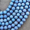 Matte Finish Blue Druzy Agate Round Beads Gemstone, Druzy Stone Beads, Gemstone Beads, 14-15 Inch Strand, 6mm 8mm 10mm Stone Size.