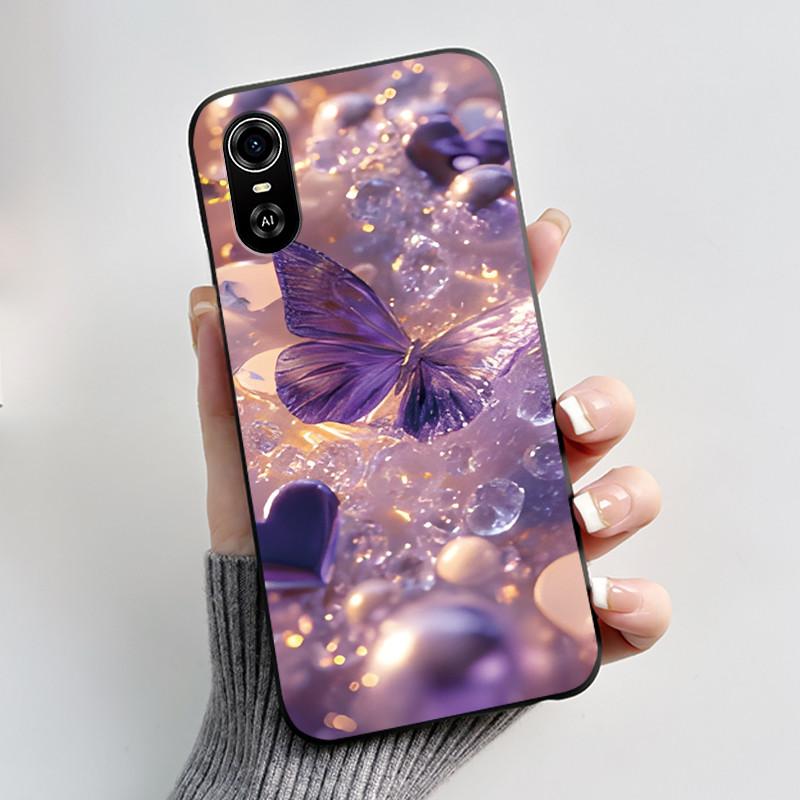 Для чехлов на телефон ZTE Blade A33S Мягкая силиконовая задняя крышка Для ZTE Blade A 33 S Чехол Модный Цветок Черный ТПУ Оболочка Coque A33S Capa
