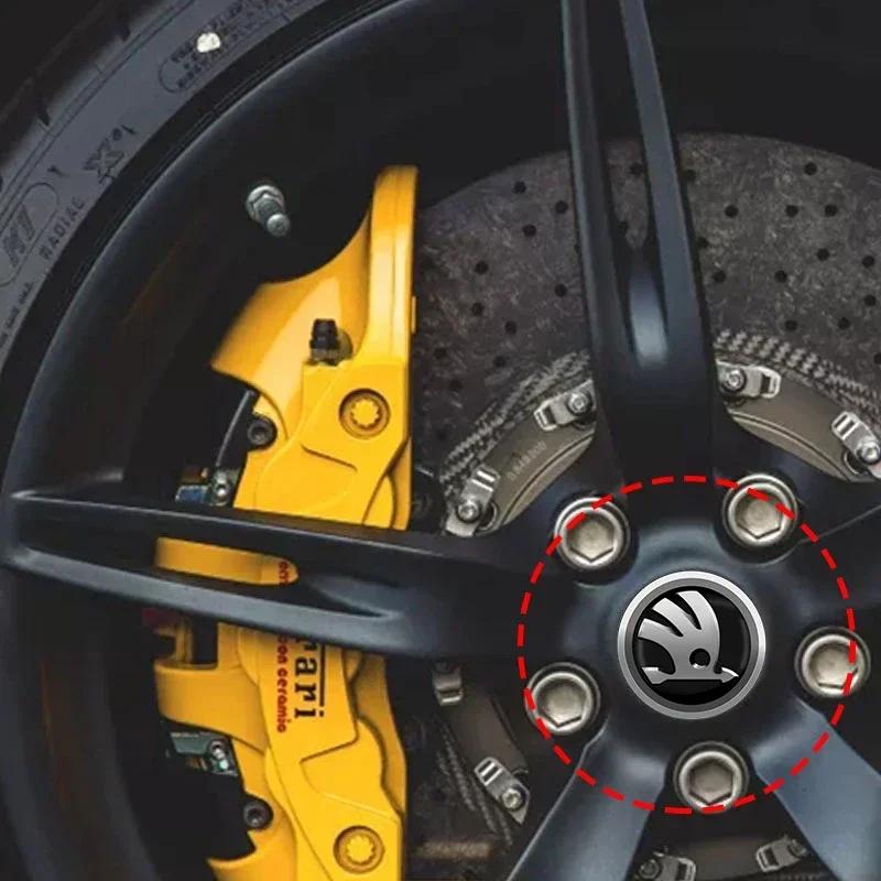 Car Sticker 2025 Hot 4PCS 56mm Car Badge Wheel Center Cover Stickers Hub Caps Decal For Skoda Octavia Kodiaq Fabia Rapid Superb