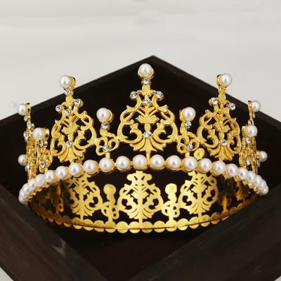 Корона для торта с жемчужным светом, полный круг, украшение на день рождения, аксессуары для вечеринок и вечеринок