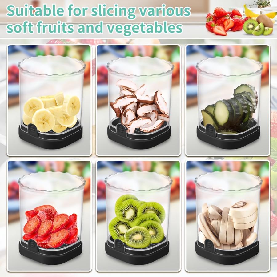 1 шт. Слайсер для фруктов из нержавеющей стали, Многофункциональный слайсер для клубники и овощерезка с ручным толкателем, Прямоугольное лезвие, Контейнер в комплекте