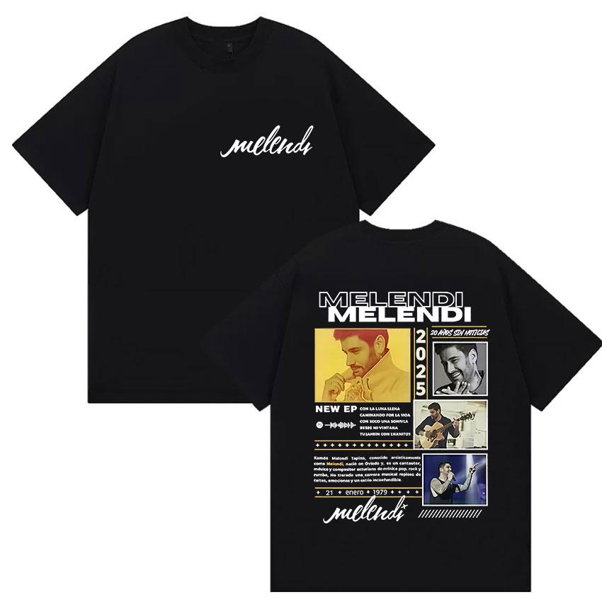 Rapper Melendi Tour 2025 Album Merch T Shirts Women Vintage Gothic Oversized Cotton Tshirt Y2k Man Hip Hop Punk Tees Streetwear