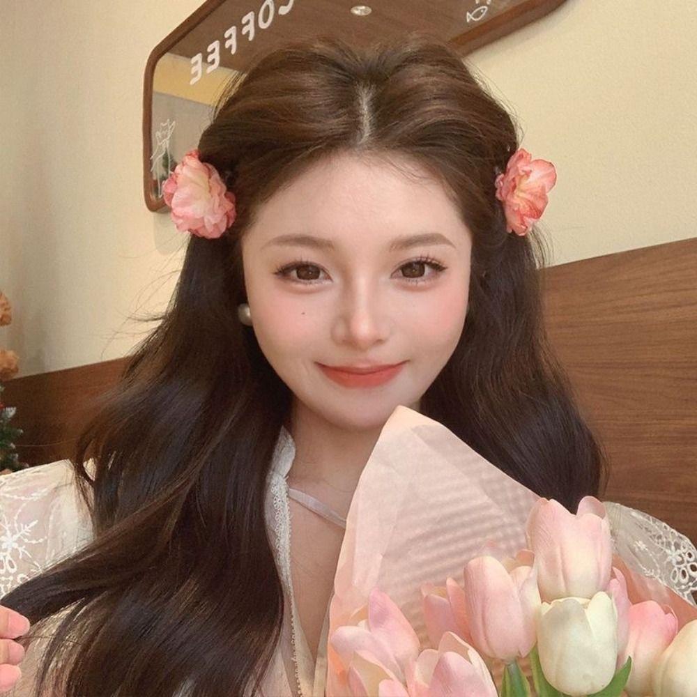 Cloth Flower Hair Claw Simulated Flower Hair Crab Clip Small Children Hair Catches Women