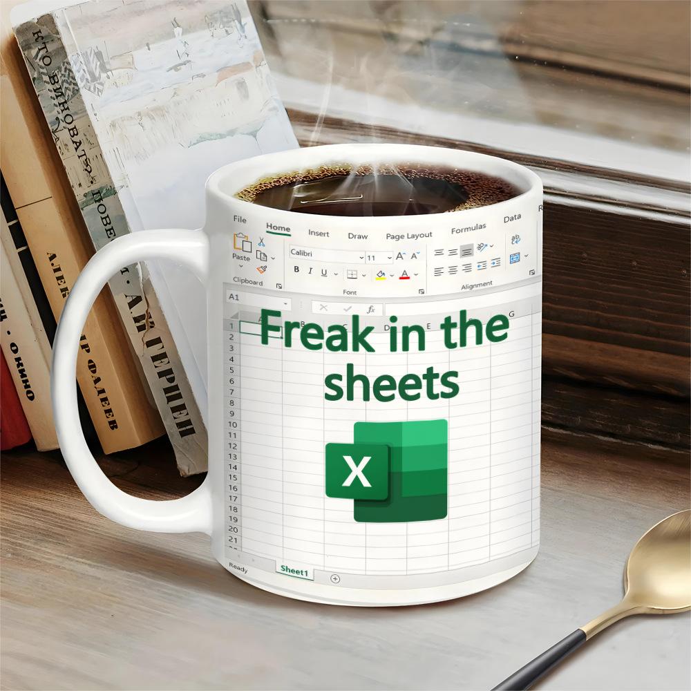 Excel freak in the sheets, Белая кружка, кофе и чай на завтрак, чашка для воды, рождественский подарок, наполнители для чулка