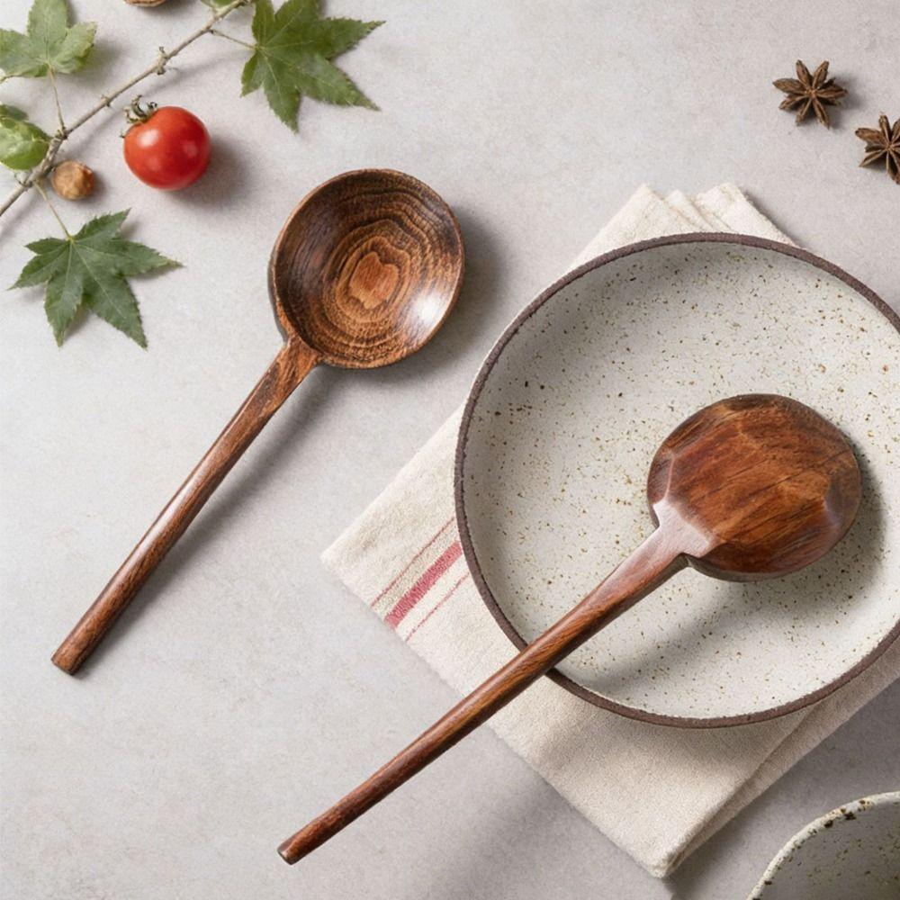 Deep Spoon Head Long Handle Spoon Long Handle Serving Ladle Wooden Soup Spoon Kitchen Cooking