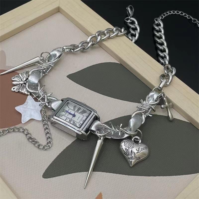 Женское ожерелье GemChic, модное, крутое, горячее, с шипами, ретро-часы, звезда, бабочка, панк, ожерелье в виде ключицы, подарок на день рождения, Рождество, ювелирные изделия