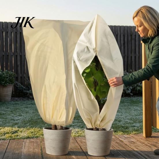 Adjustable Drawstring Plant Cover for Freeze Protection, Tree with Zipper, Winter Plants Cold Weather Jacket Frost Blanket Outdoor Plants, Shrubs,