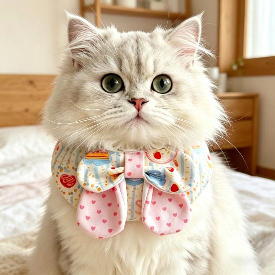 Клубничный Торт Кошка Слюнявчик Регулируемая Застежка-Кнопка Полосатая Собака Бандана Слюнявчик Милый Слюнявчик для Дня Рождения для Кошек Маленьких Средних Собак