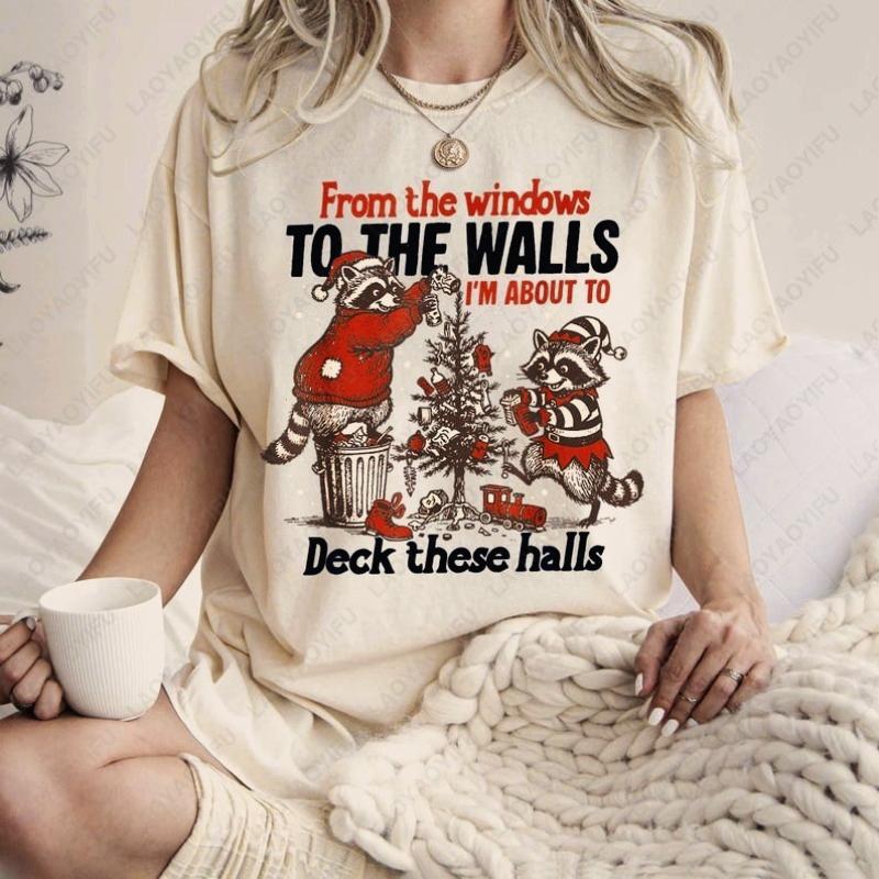 From The Windows To The Walls Im about To Deck These Halls Tshirt Vintage Christmas Tees Funny Unisex Christmas Cotton tee Tops