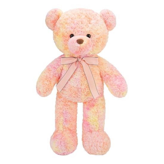Bear Doll Dreamy Gradient Color Giant Size Girl Plush Toy with Bowknot Decor Valentine Day Home Decor