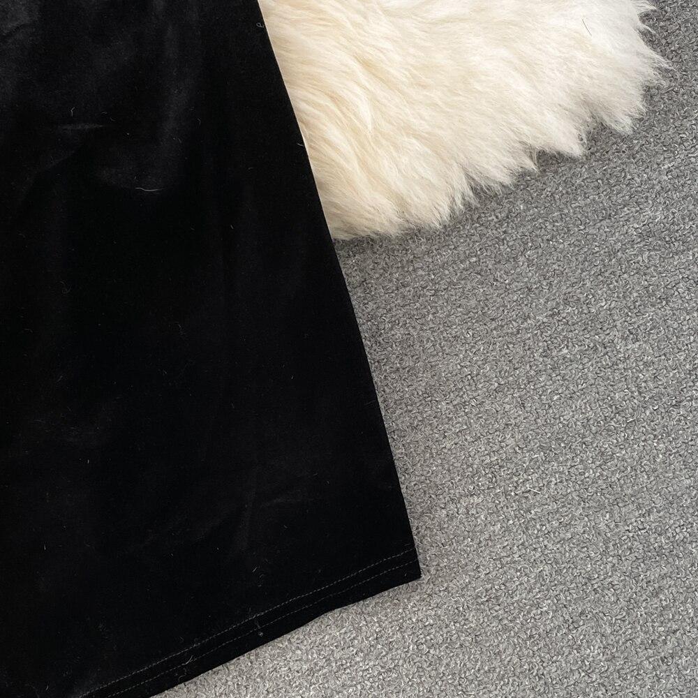 Autumn New Style of Celebrity Temperament V Neck Bronzing Printing High Waist Fold Stitching False Two Bag Hip Dress