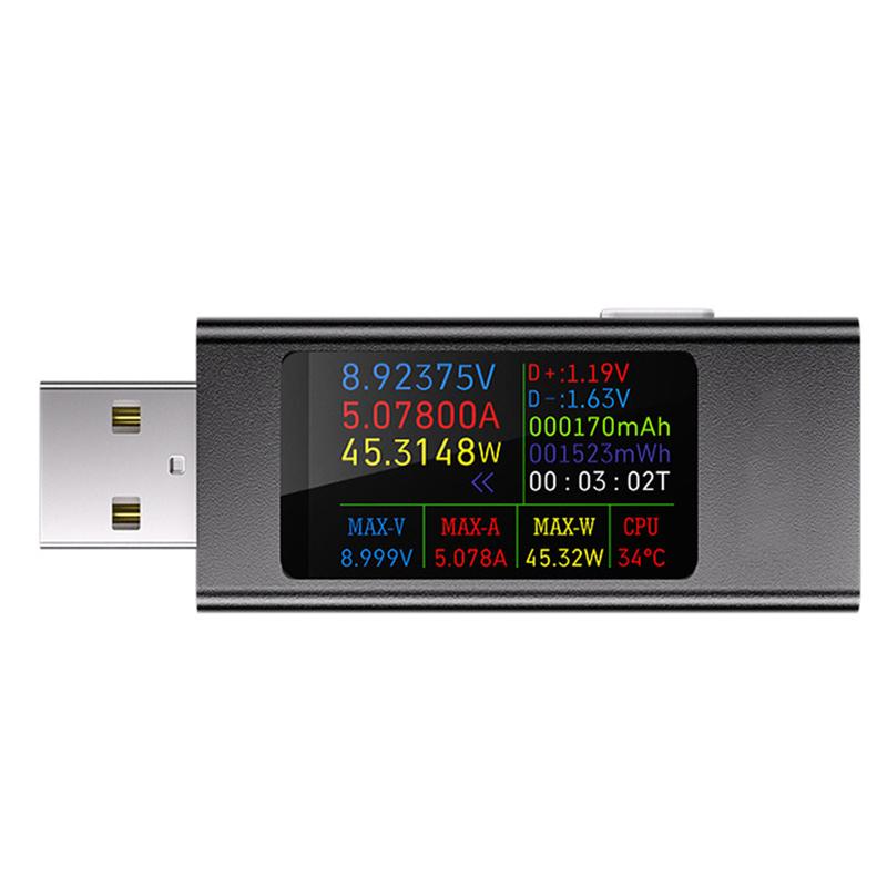 1pc KWS-MX23 USB Ammeter Tester 1.06" IPS Display 4-30V/0-12A Mobile Phone Charging Monitor Voltage Current Detection