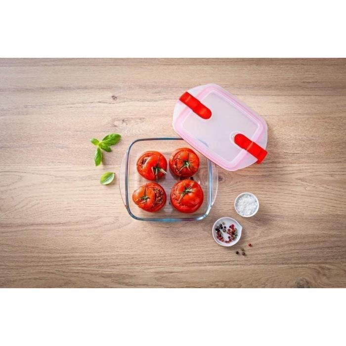 Boîte rectangulaire avec couvercle - PYREX - 1451021 - 20 x 17 cm - 1 L - Cook &amp; Heat - Base en verre borosilicate