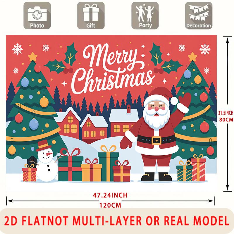 Party Backdrop Christmas Flat Merry Festive Multi Layered Celebrations Photo Booth Background Front Door Decor