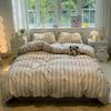 Water Wash Cotton 4 Piece Bedding Set Simple Striped Duvet Cover Bed Sheet Fitted Sheet And Pillow Cases Two Piece Set