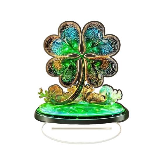 Улица. Акриловая настольная табличка ко Дню Святого Патрика, объемное украшение в виде ирландского клевера и лепрекона для украшения стола, полки или другого предмета интерьера.