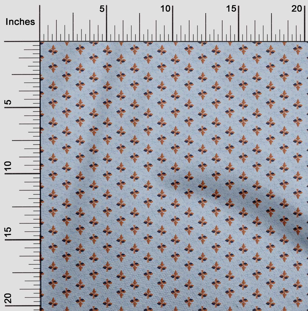 oneOone Cotton Flex Dark Peach Orange Fabric Leaves & Floral Block Sewing Craft Projects Fabric Prints By Yard 40 Inch