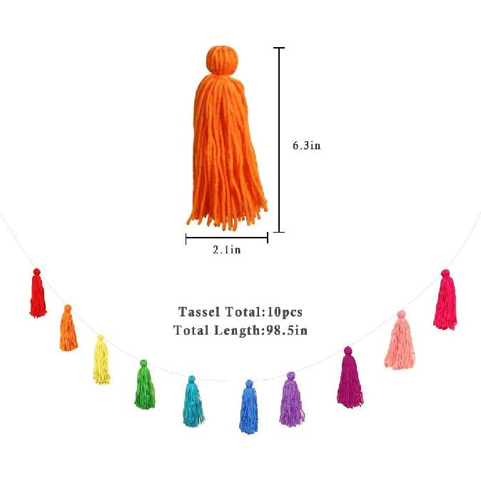 Большой размер кисточная гирлянда В6,3 дюйма Полиэстеровая пряжа Разноцветный помпон кисточка баннер Декоративное настенное украшение для украшения дома Свадьба День рождения Детский праздник