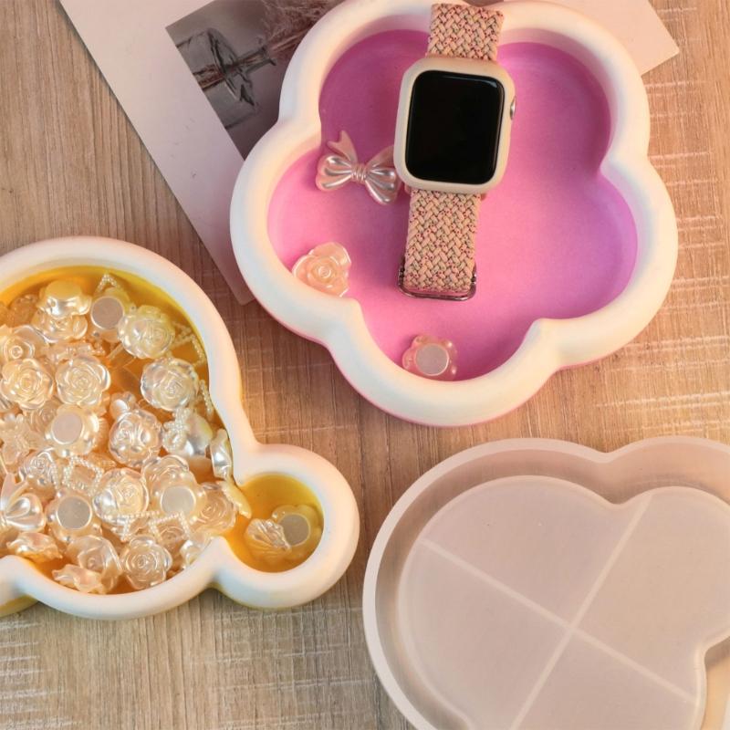 Прочная силиконовая форма для изготовления подставок из смолы, формы для DIY, форма в виде облака/цветов сливы, форма для блюда, форма для литья подставки для хранения