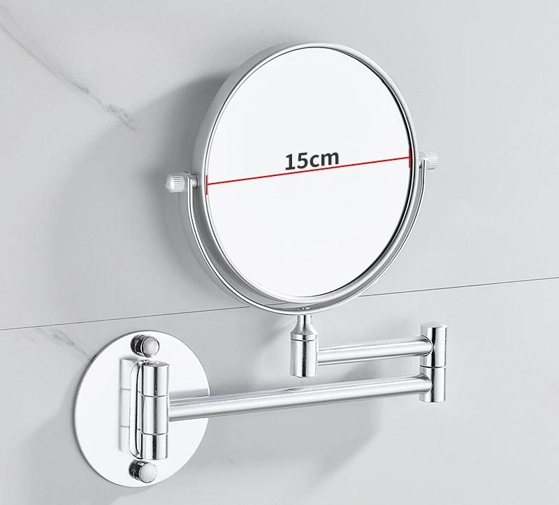 Wall Hanging Double Sided Mirror Bathroom Makeup Mirror Aluminum Black/Gold/Silver Telescopic Mirror Folding Beauty Mirror