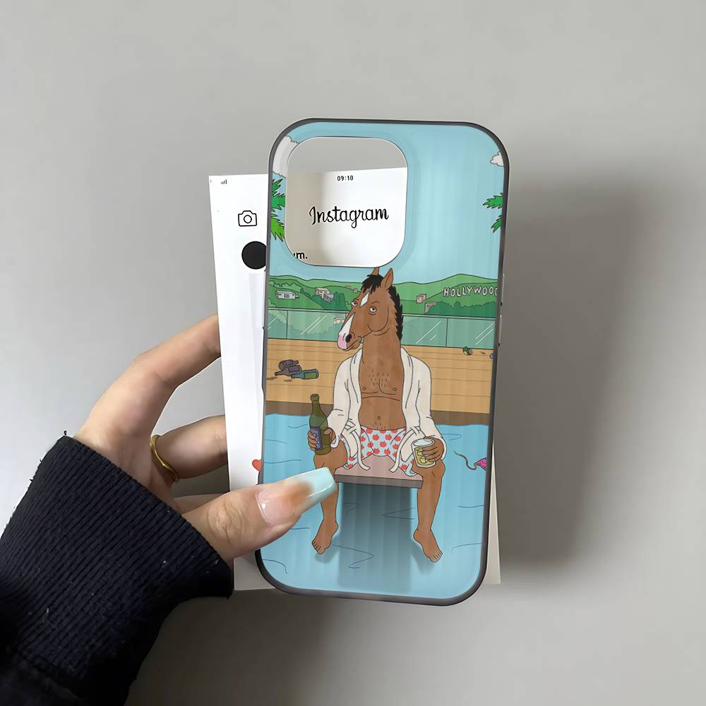 Мультяшный B-БоДжек Лошадь Для IPhone 17 16 15 14 13 12 11 Pro Max Plus Pro Прозрачный Чехол для Телефона Нескользящий Корпус