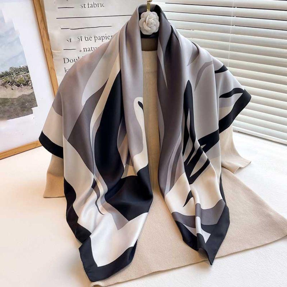 90x90cm Luxury Silk Scarf Print Bandana Women Headkerchief