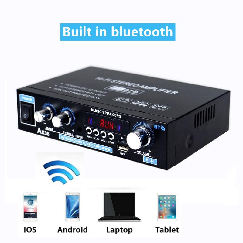 AK35 800 Вт усилители мощности 2 канала Bluetooth 5.0 объемный звук FM USB пульт дистанционного управления мини HIFI цифровой усилитель стерео