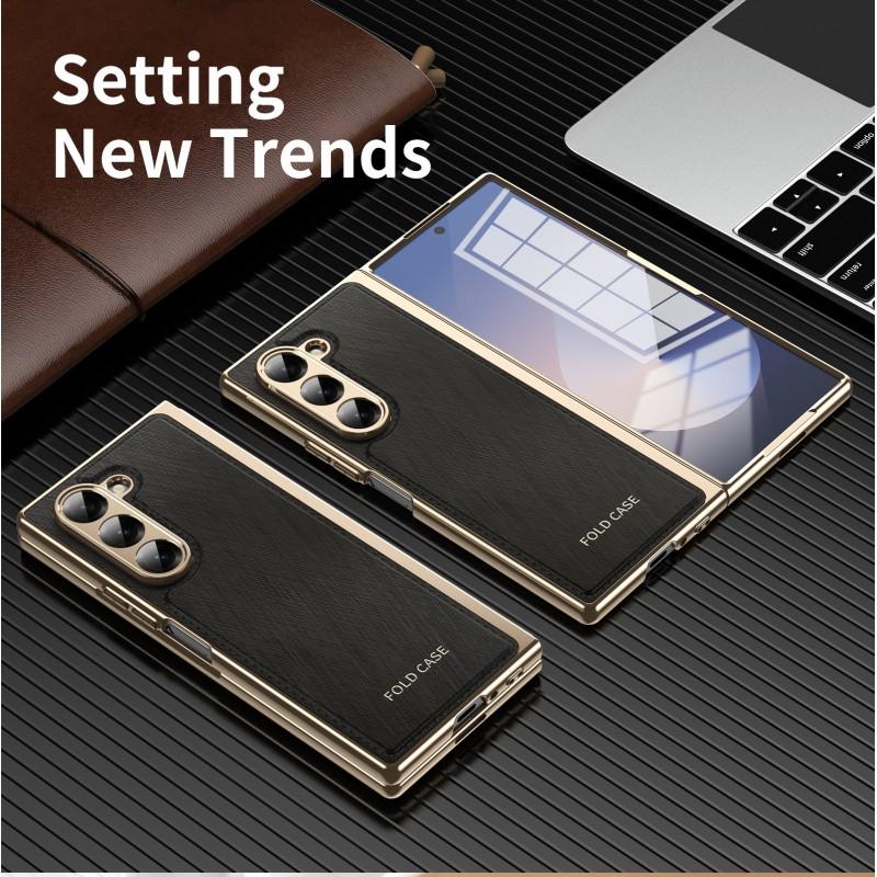 Electroplated Leather Case With Screen Protector Galaxy Z Fold 7/6/5/4/3