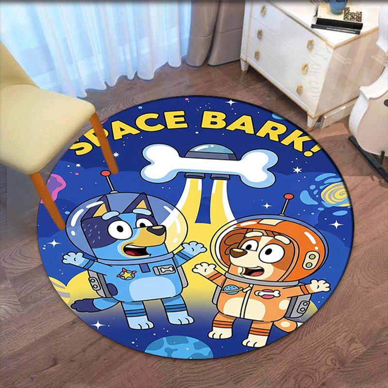 Bluey Printed Round Rug Carpet Chair Rug Area Rug Entryway Doormats,for Office Chair Living Room Bedroom Kitchen Room.