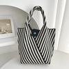 Модная полосатая вязаная мини-сумка-тоут для женщин и девушек, повседневная сумка через плечо, студенческая сумка, ретро-холщовая сумка-ведро
