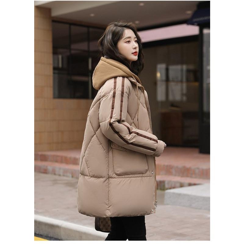 Свободное Теплое Зимнее Пуховое Хлопковое Пальто Женское Длинное Стеганое Пальто Поддельный Двойной Толстое Зимнее Пальто