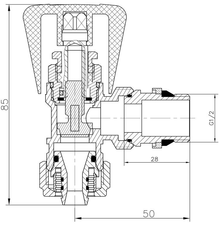 Pex 16X1/2" Angle Return Radiator Valve