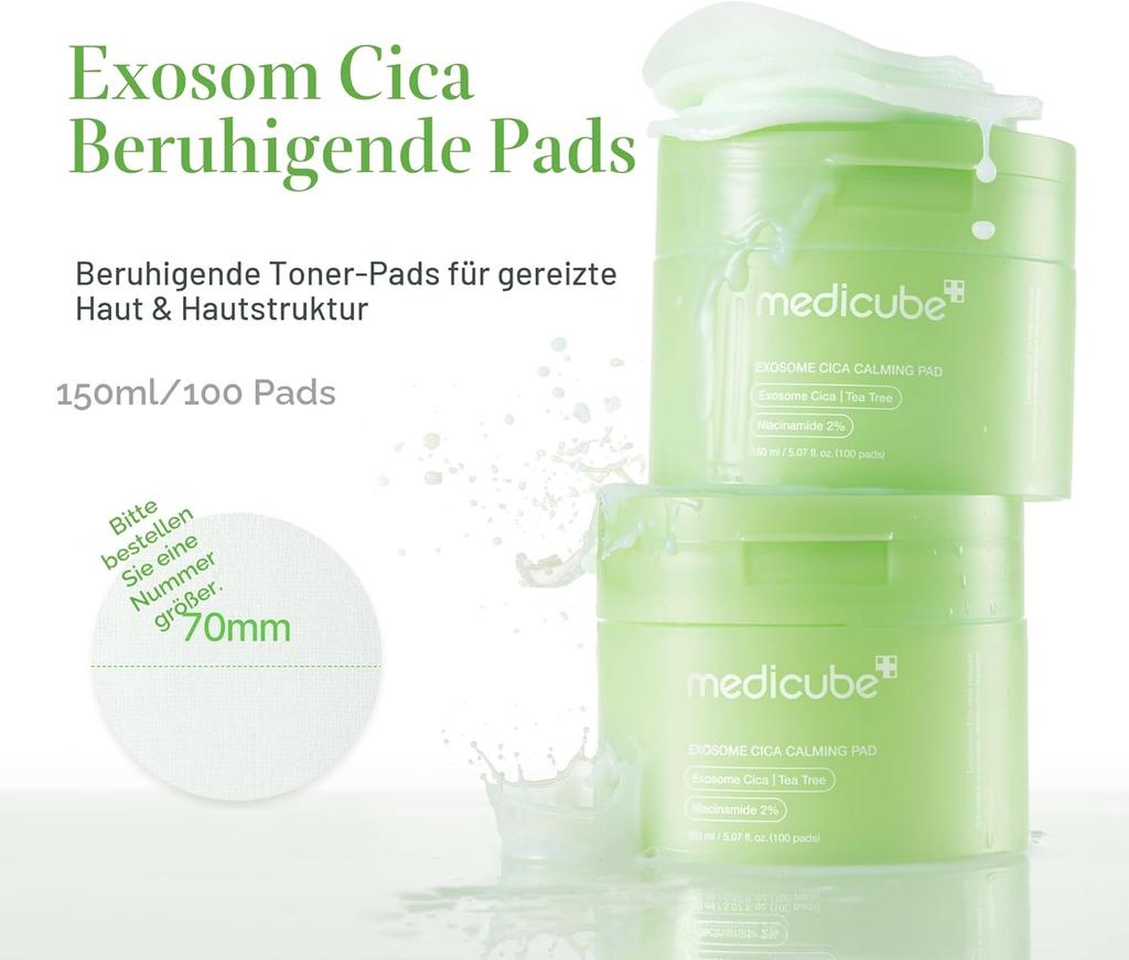medicube Exosome Tree Soothing Toner Pads for Sensitive Skin with Centella Asiatica Reduce Redness and Pimples. Vegan (100 Pads)