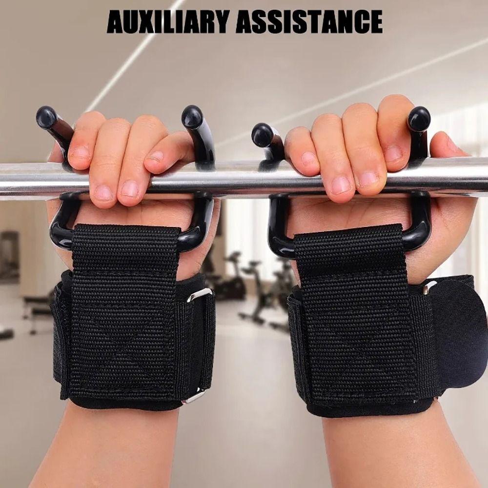1/2Pcs With Wrist Wraps Weight Lifting Hooks Pull-Ups Power Lifting Gloves Gym Fitness Hook