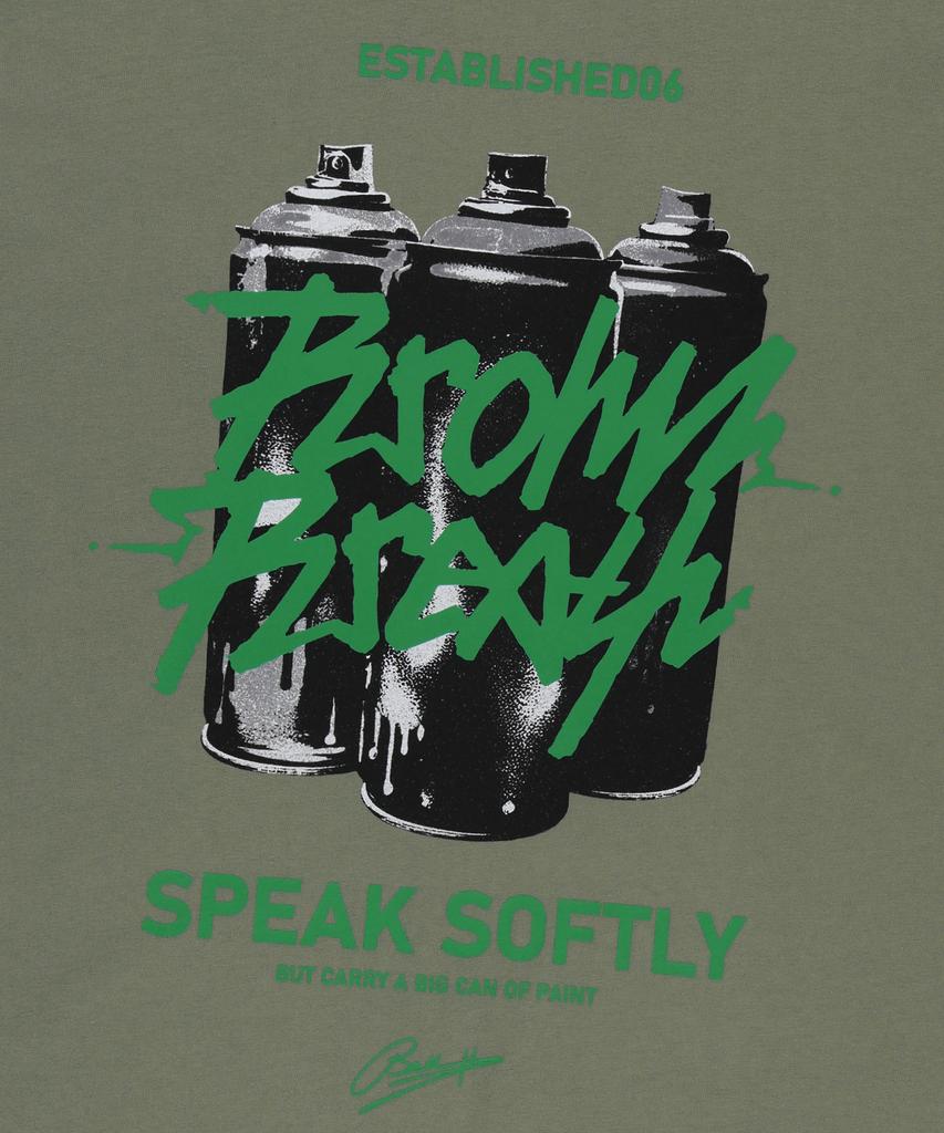 Футболка с принтом BROWNBREATH Spray Crush Tag - Хаки