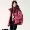 Winter New Short Hooded Color Blocked Cotton Jacket for Women's Sports, Fashionable, Thick and Warm Couple Jacket
