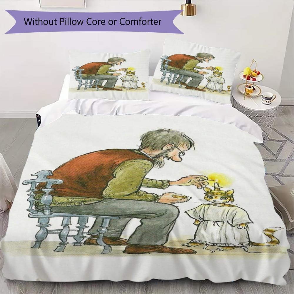 Комплект постельного белья с рисунком Петтсон и Финдус Одеяло Наволочка Домашний Декор Подарок на День Рождения (1 * пододеяльник + 2 * наволочка без наполнителя)108