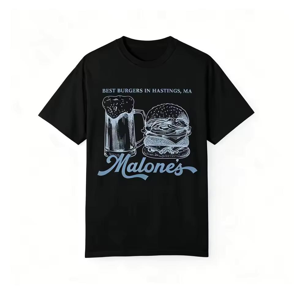 2026 Summer Trendy Tee Off Campus Briar Malone's Hamburger Restaurant Graphics Unisex Shirt Y2K Gothic Cotton Oversized T-shirts