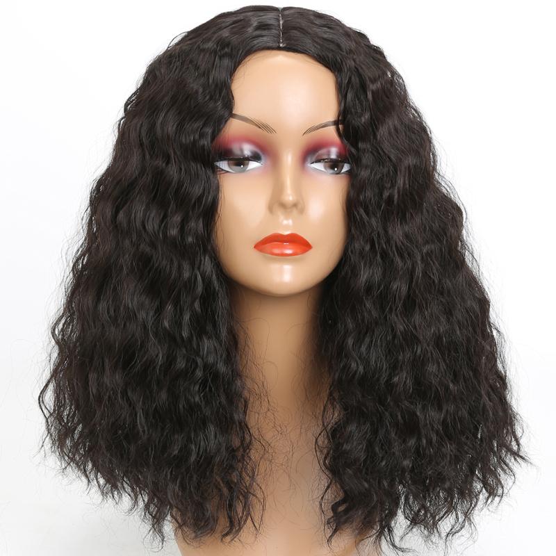 MISS WIG Короткие волнистые черные парики без челки, парик из синтетического волокна для женщин, повседневная одежда