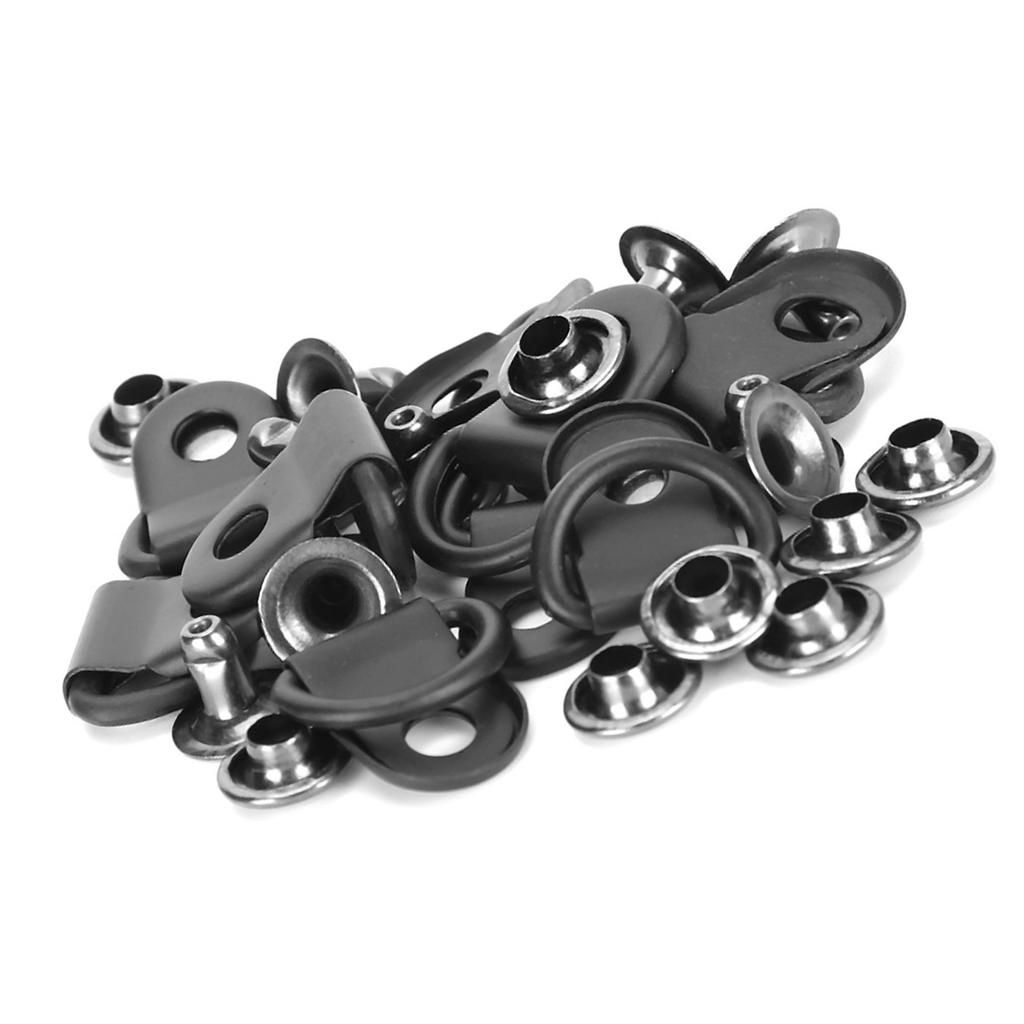 100 Set Shoelace Hook DRing Eyelet Buckle Brass Shoe Leather DIY Rivet Tool Matte Black 9x14mm