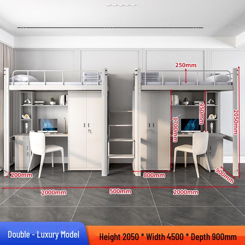 Metal Loft Bed with Desk and Storage