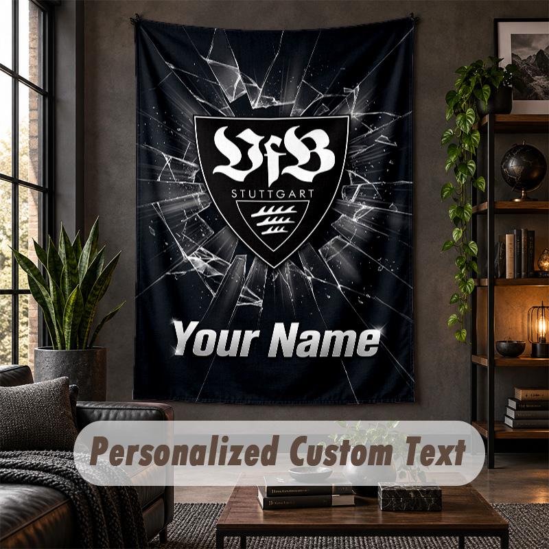 Personalized Wall Tapestry,VfB Stuttgart FC Custom Text, Soft Fabric Wall Art For Indoor Decoration